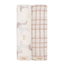Crane Baby - Charlie 2-pc. Farmhouse Goose/Check Swaddle Set