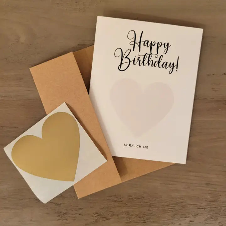 Scratch OFF Heart Happy Birthday Surprise Greeting Card