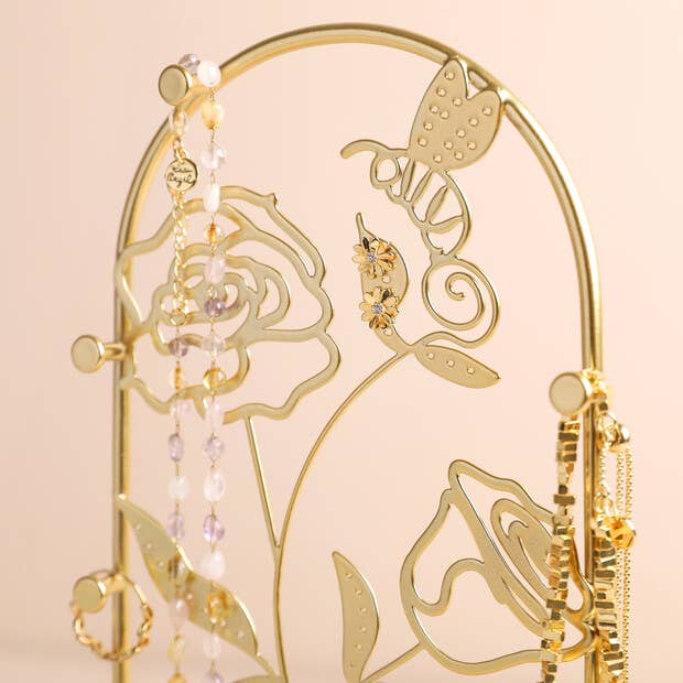 Floral Jewellery Stand with Terrazzo Base