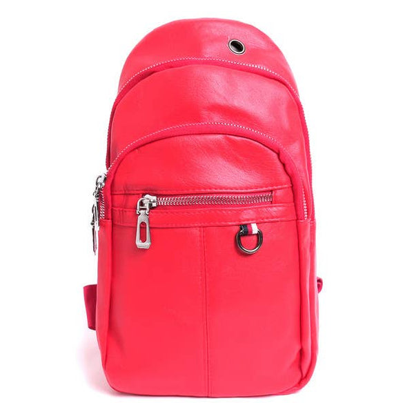 cute red leather backpack purse cheap PU Leather Red Crossbody Sling Bag