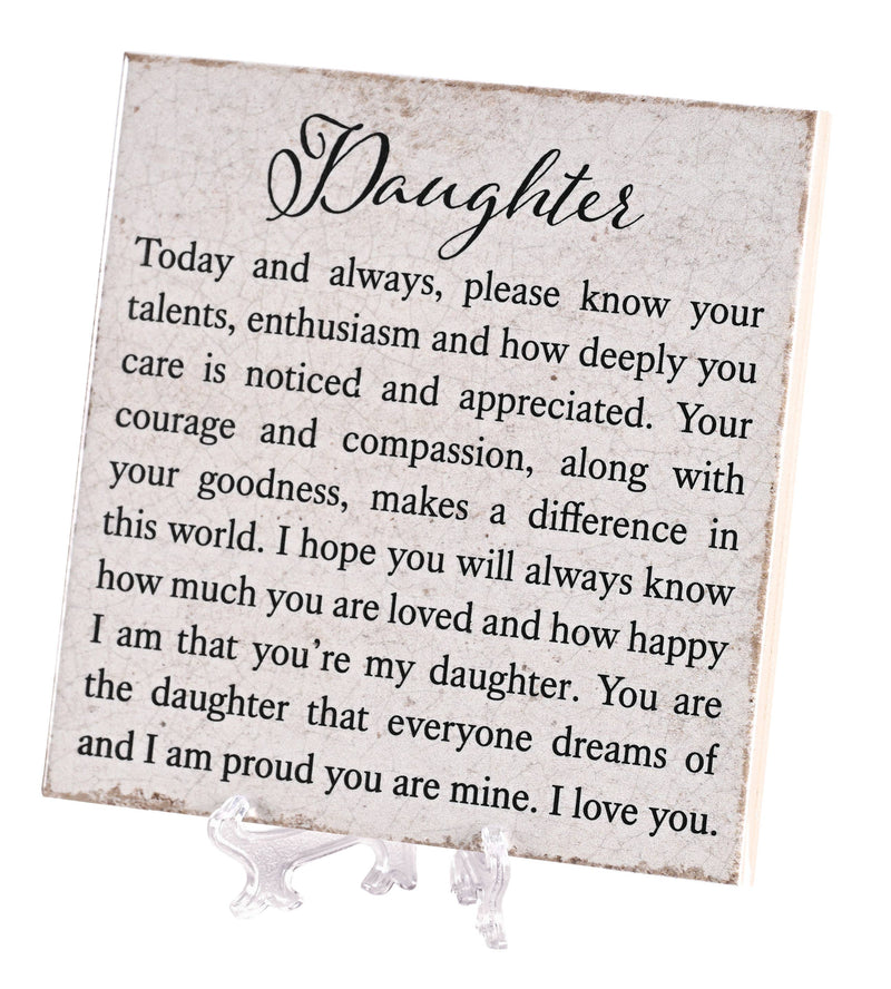 DEAR DAUGHTER TILE DECOR WITH EASEL