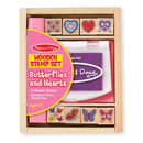 Wooden Stamp Set - Butterflies and Hearts
