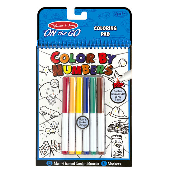 Color By Number- Kids' Design Boards With 6 Markers - Playtime, Construction, Sports...