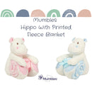 Mumbles Hippo with Printed Fleece Blanket