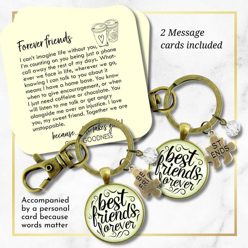 SET of 2 Best Friends Forever Keychains Bff Quote Jewelry…