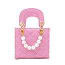 Pink Tiny Quilted Pearl Leather Mini Bag