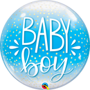 Single Baby Boy Blue & Confetti Dots Bubble Balloon