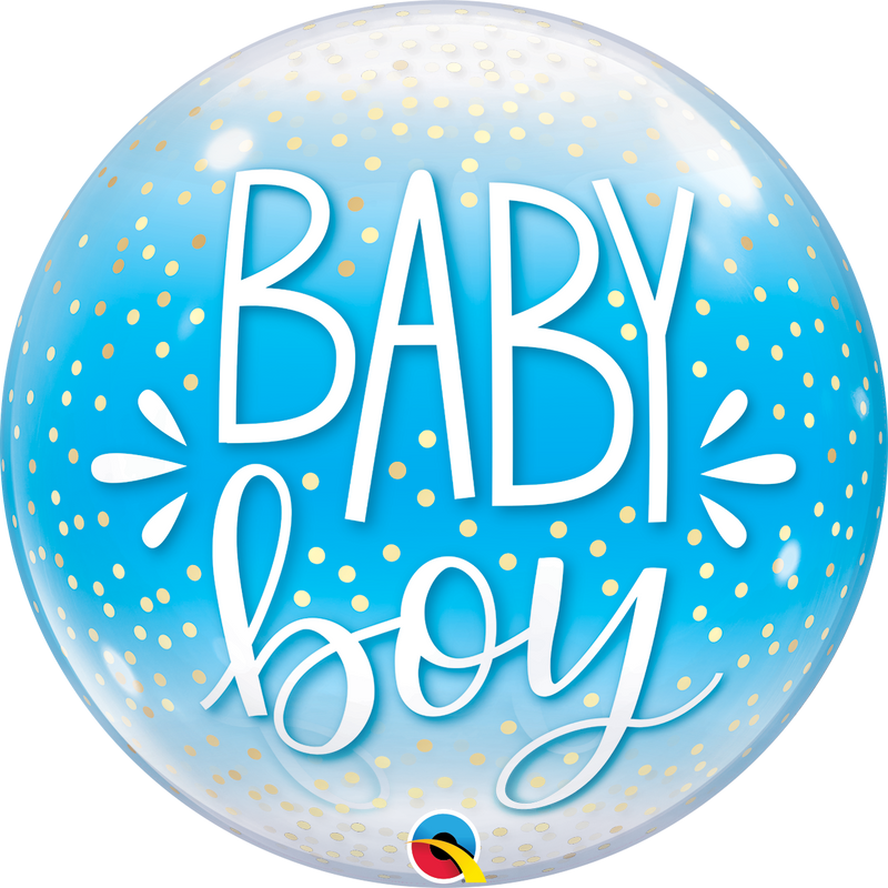 Single Baby Boy Blue & Confetti Dots Bubble Balloon