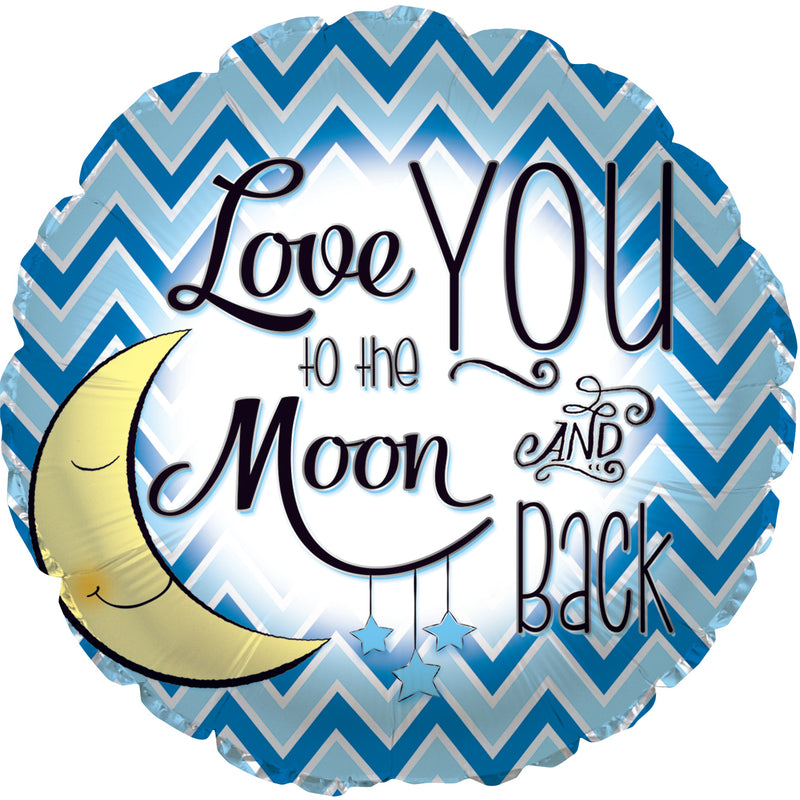 18" Love You To the Moon Blue Balloon