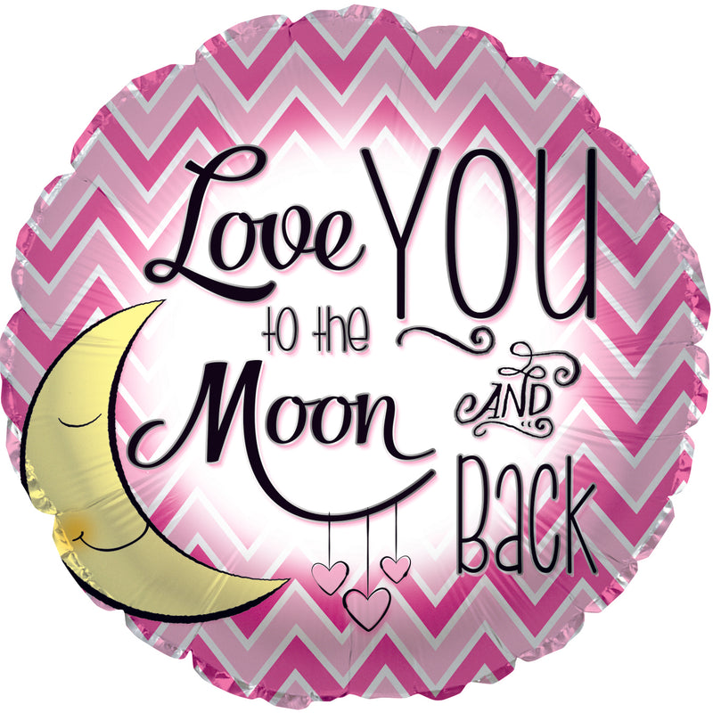 18" Love You To the Moon Pink Balloon