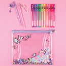 BUTTERFLY GLITTER POUCH AND 12PK PEN SET