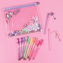 BUTTERFLY GLITTER POUCH AND 12PK PEN SET