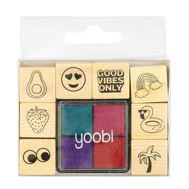 Yoobi Stamp Set, 8 stamps 4 ink colors, good vibes only