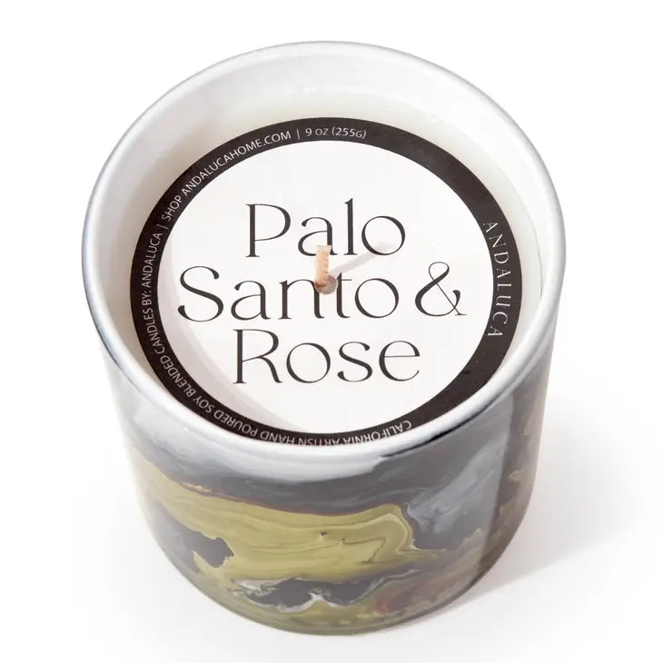 Palo Santo & Rose 9 oz. Swirl Glass Candle