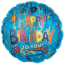 Festive Blue Happy Birthday Balloon