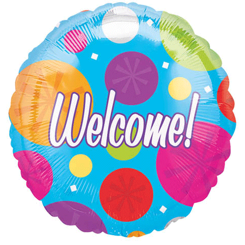 18" Welcome! Colorful Circles Balloon