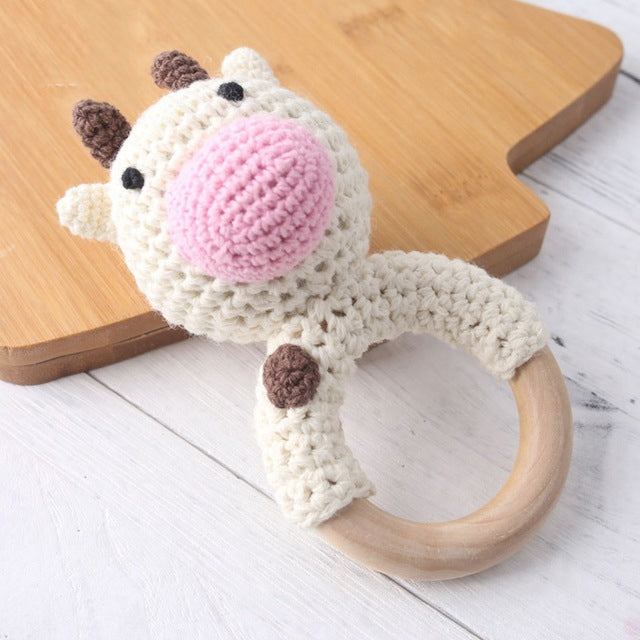 Cow Rattle and Paci Set