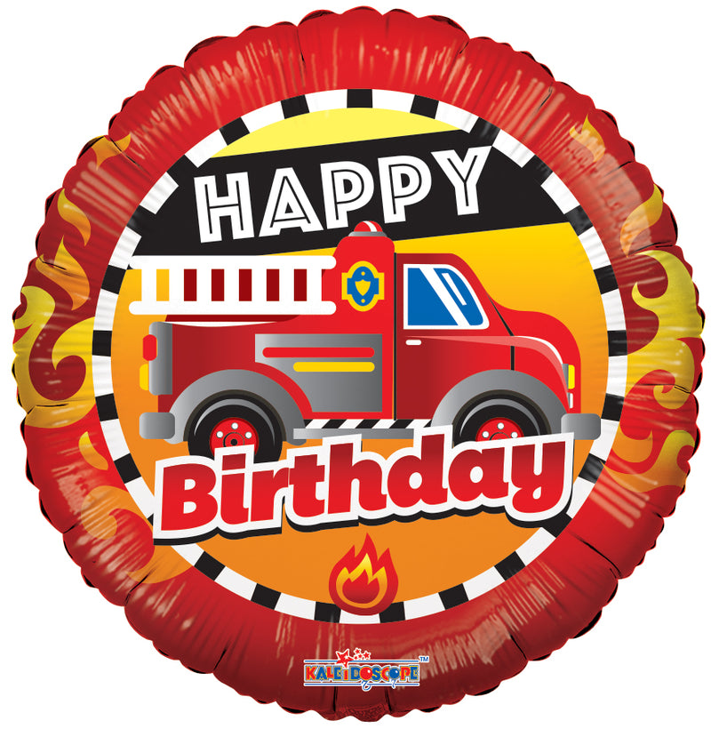 18" Happy Birthday Fire Truck Balloon