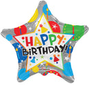 18" Happy Birthday Silver Star Balloon