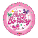 Happy Birthday Pink Butterflies Balloon