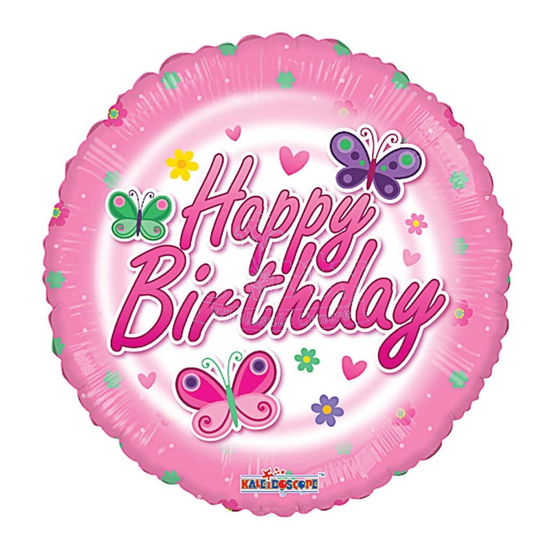 Happy Birthday Pink Butterflies Balloon