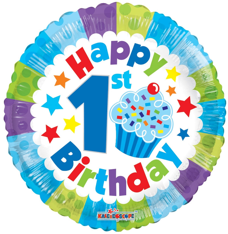 18"  Happy 1st Birthday Boy Balloon