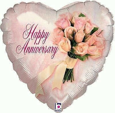 18" Happy Anniversary Flowers Heart Balloon