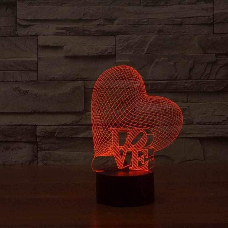 Love Heart 3D Illusion Lamp