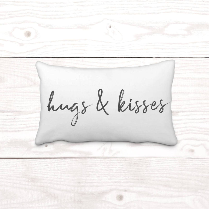 Rectangle-Gray-"hugs & kisses"-Pillow