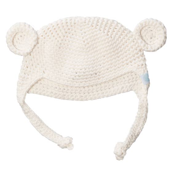 Ivory Crochet Bear Toque