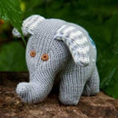 Grey Knit Polka Dot Elephant Rattle