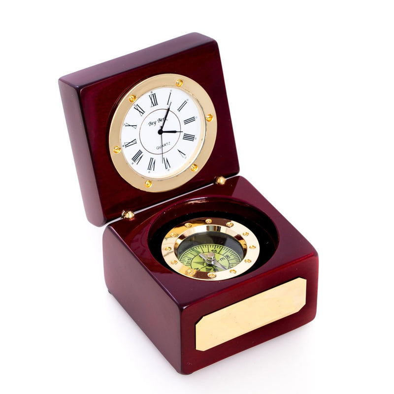 Compass and Clock - Rosewood Box