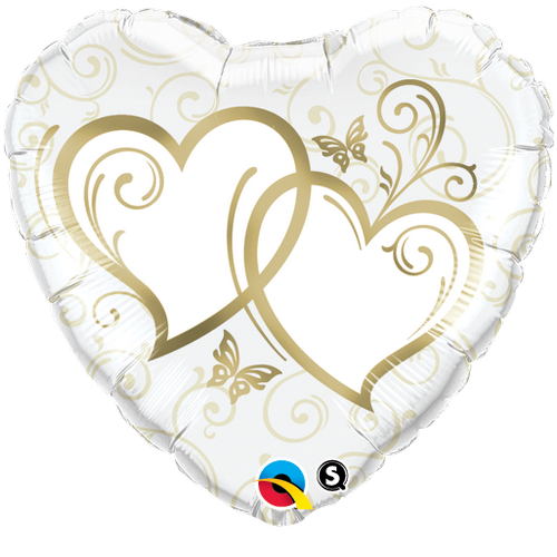 Heart Entwined Hearts Gold Balloon