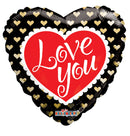 18" Golden Hearts Love You Heart Balloon