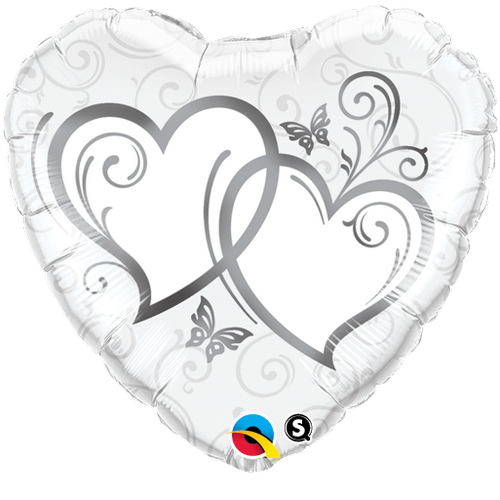 Silver Entwined Hearts Balloon