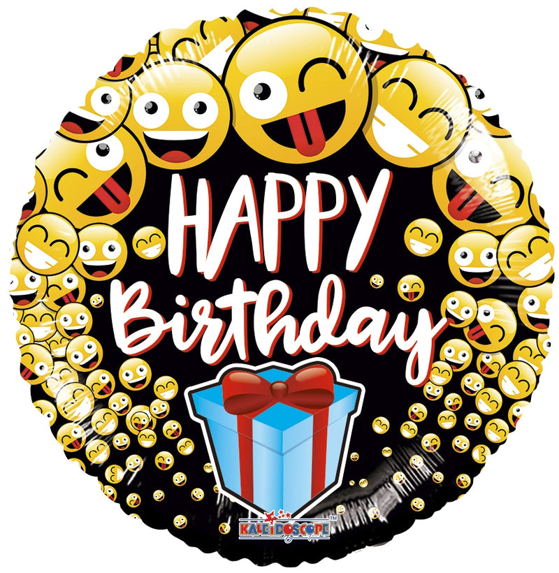 18" Happy Birthday Emoji & Presents Balloon