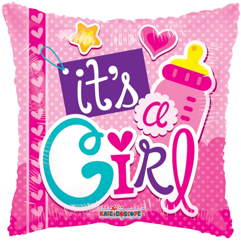 18" It's A Girl Elements Square Balloon