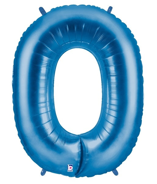 40" Number Balloon 0 Blue
