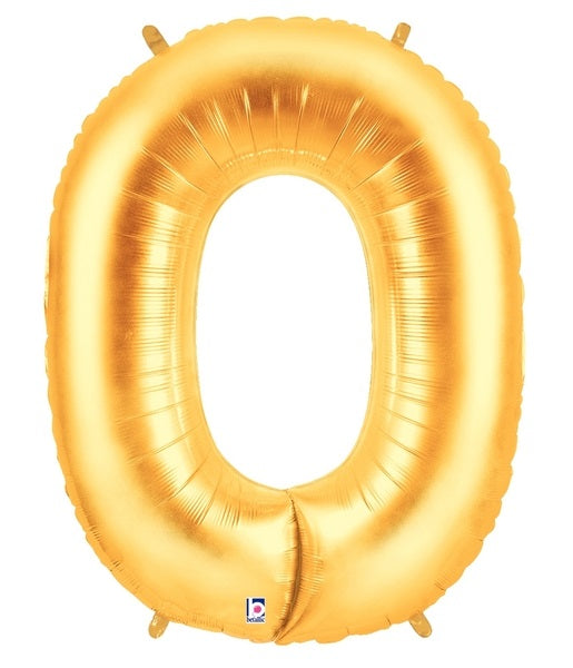 40" Number 0 Gold Balloon