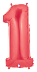 40" Number Balloon 1 Red