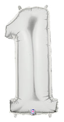 40" Number 1 Silver Balloon