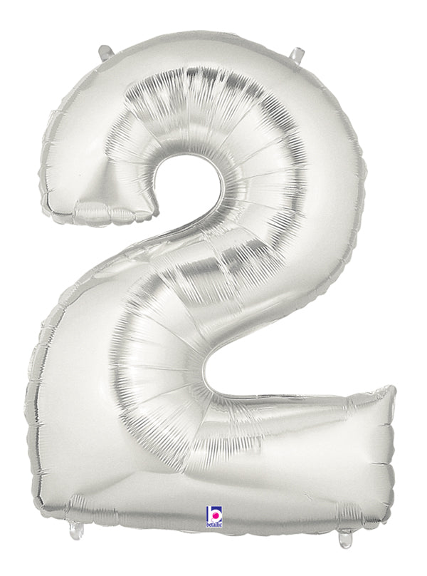 40" Number 2 Silver Balloon