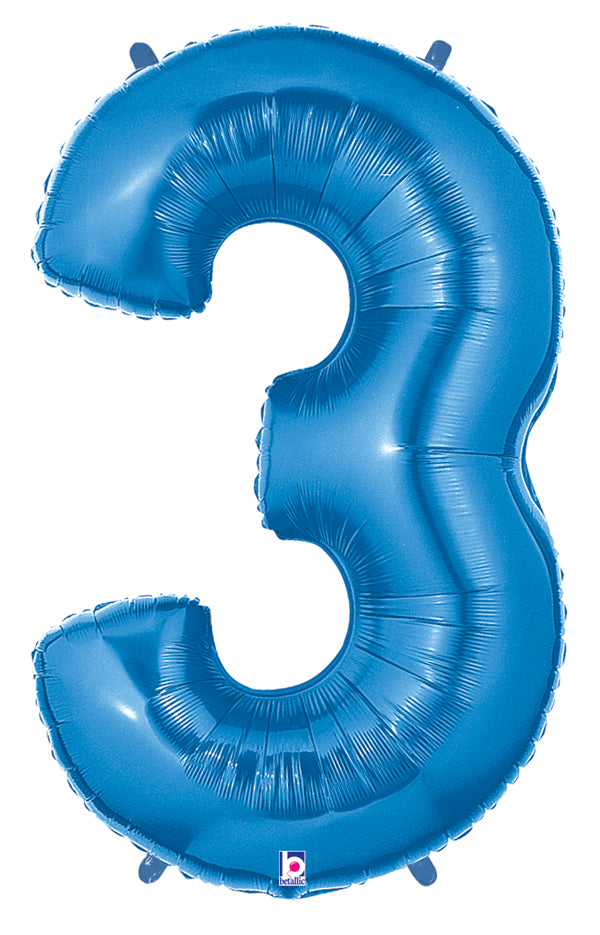 40" Number Balloon 3 Blue
