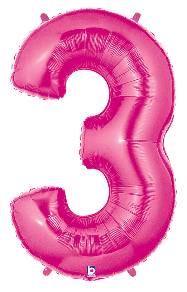 40" Number 3 Pink Balloon