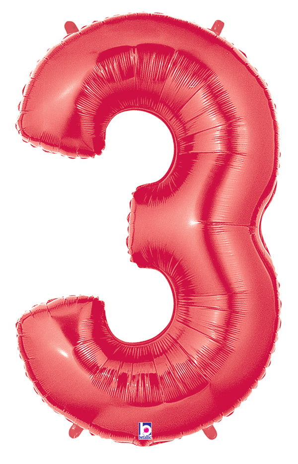 40" Number Balloon 3 Red