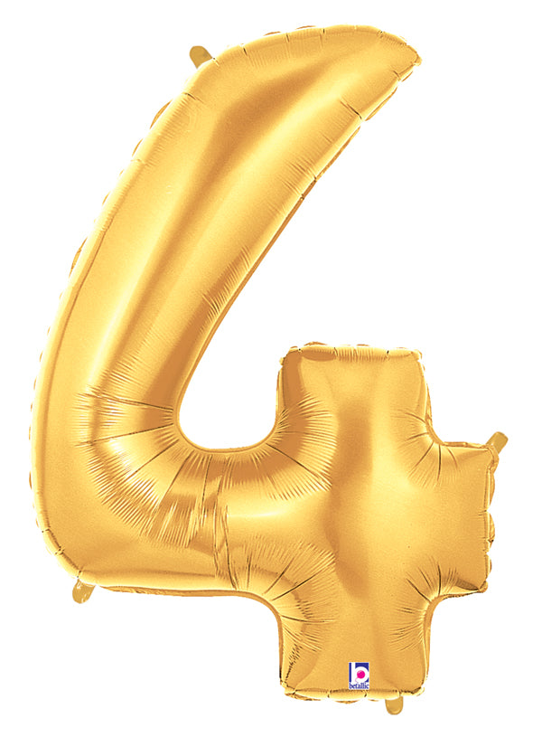 40" Number 4 Gold Balloon