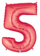 40" Number Balloon 5 Red