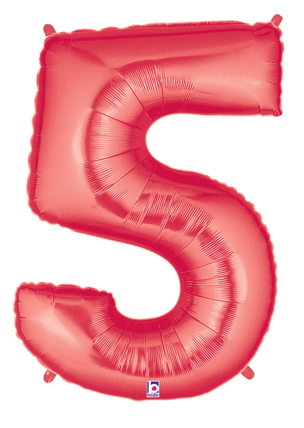 40" Number Balloon 5 Red