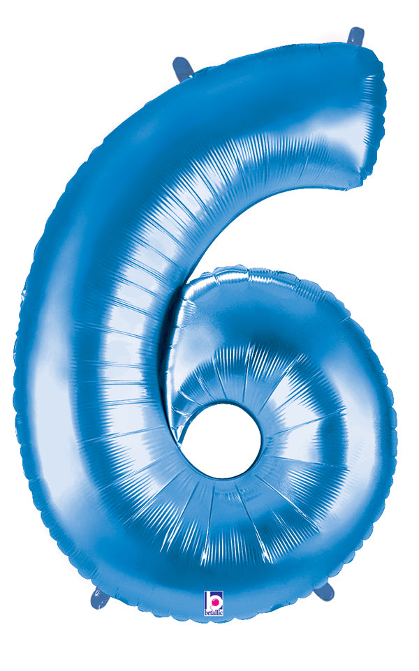 40" Number Balloon 6 Blue