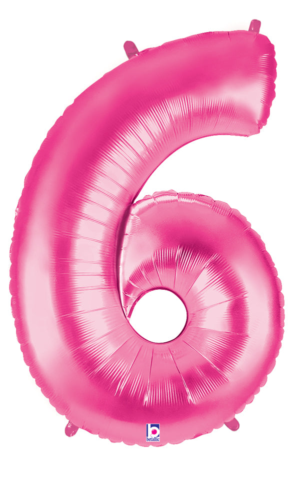 40" Number 6 Pink Balloon